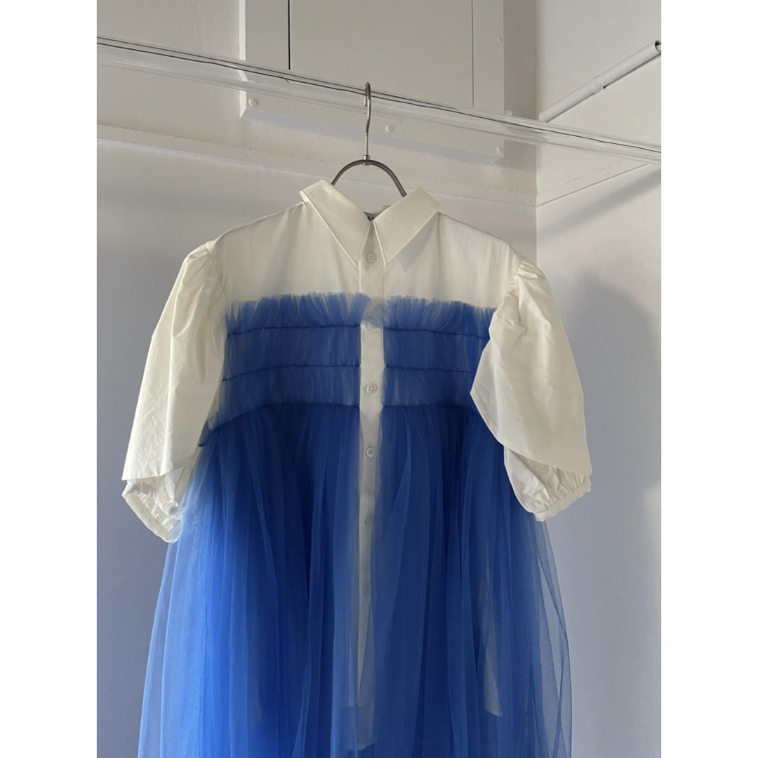 viviano 23ss Tulle Trimmed long shirt-