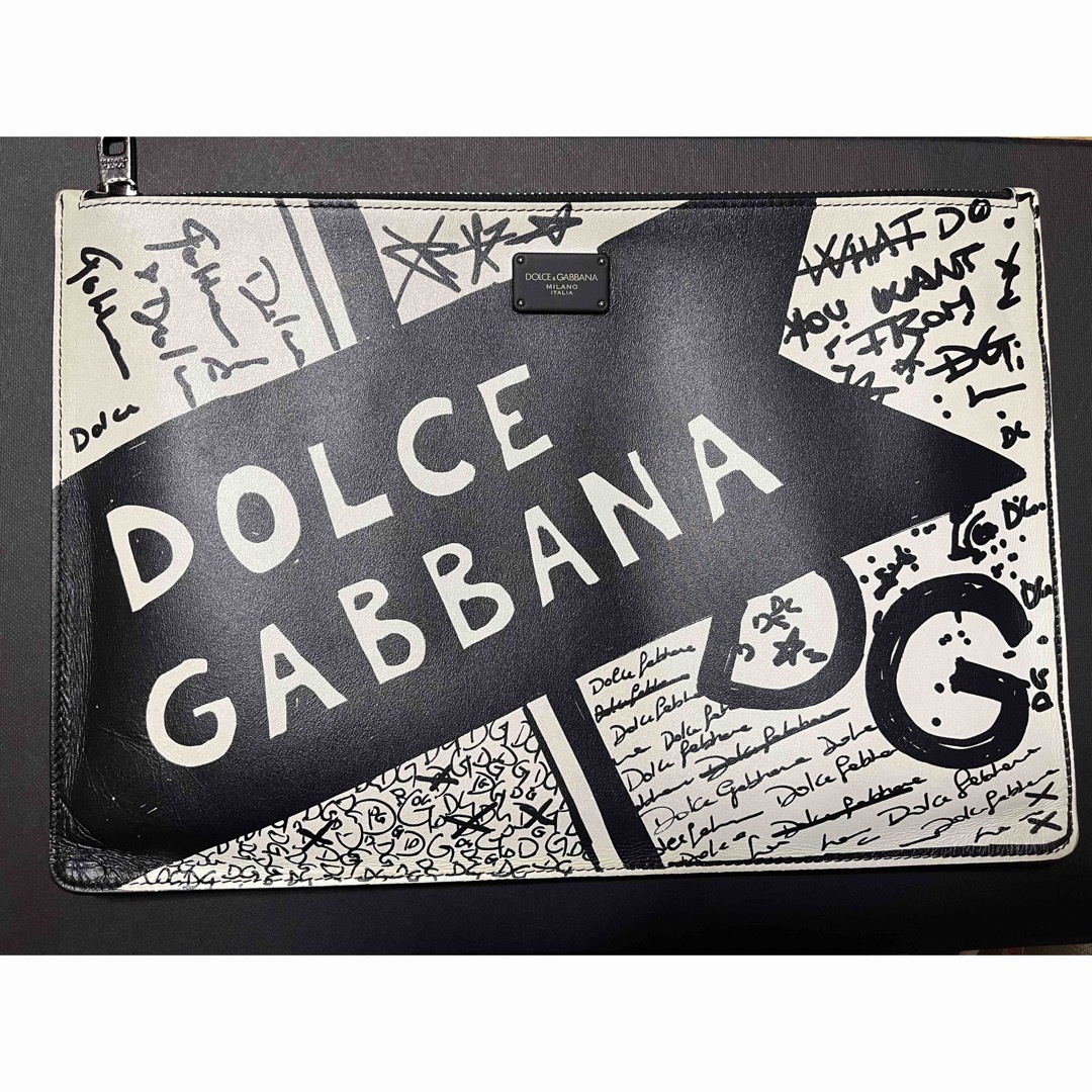 メンズDOLCE&GABBANA クラッチバッグ ホワイト ブラック - www