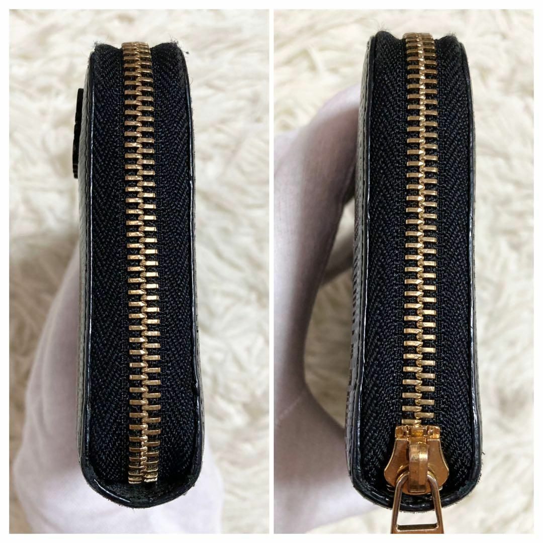 極美品 ロエベ 長財布 テクスチャード ラウンドジップ 長財布 ブラック-
