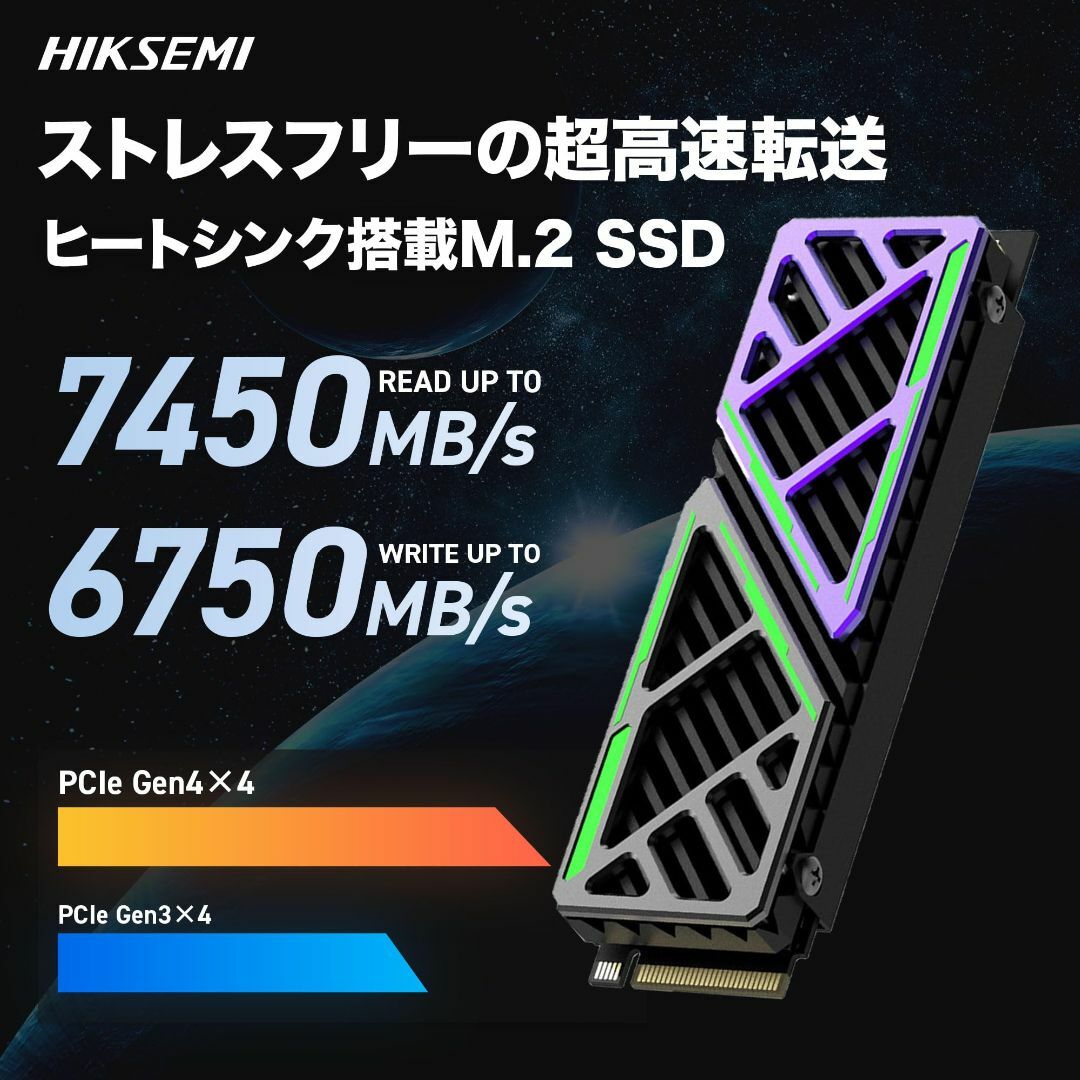 HIKSEMI 2TB NVMe SSD PCIe Gen4×4 最大読込: 7