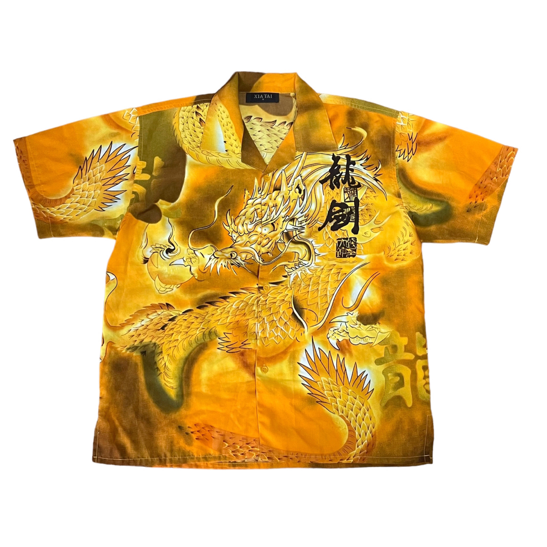 メンズChinese Dragon Vintage Big Shirt Gold