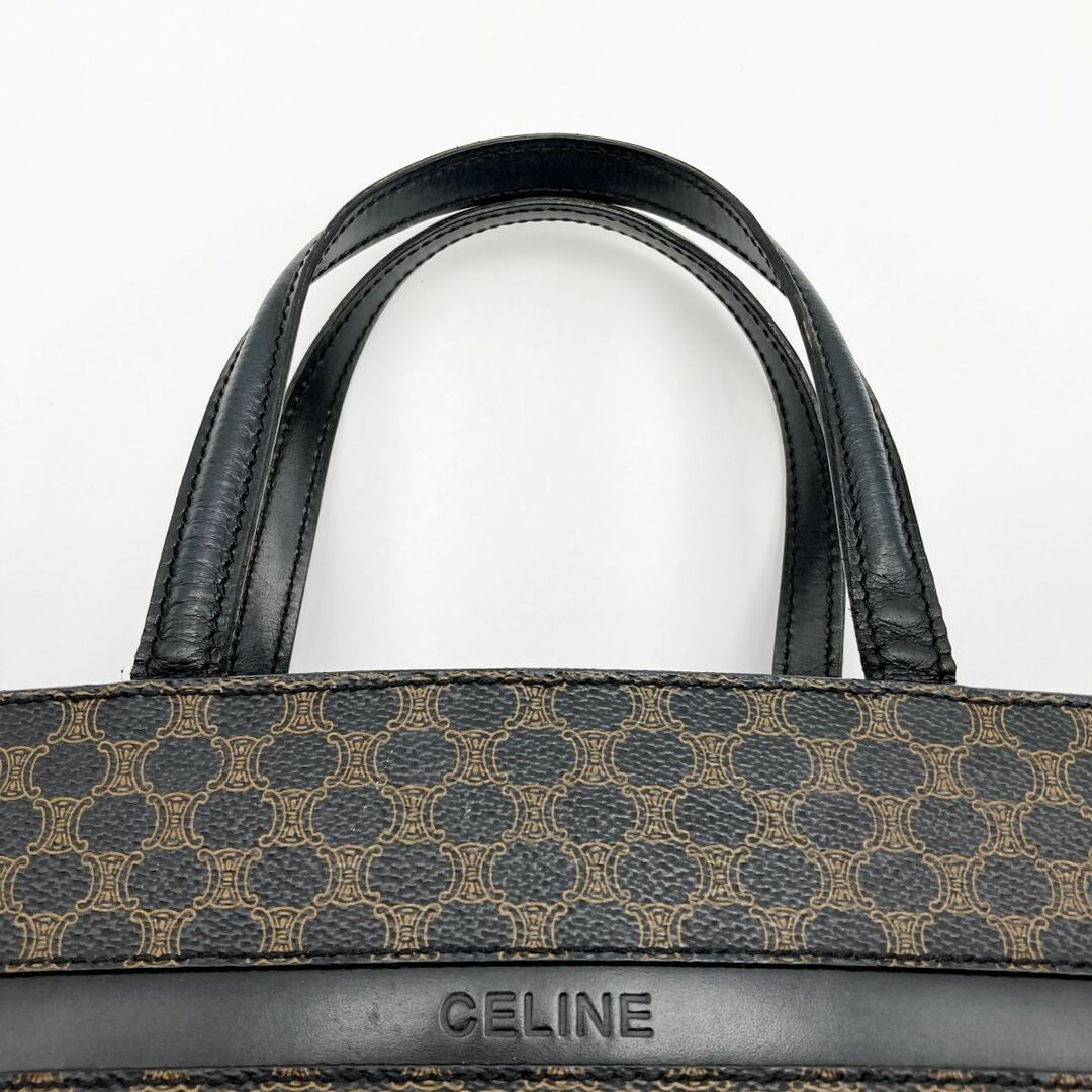 CELINE セリーヌ マカダム トートバッグ ハンドバッグ バッグ ブラウン PVC レディース ファッション MC96 USED