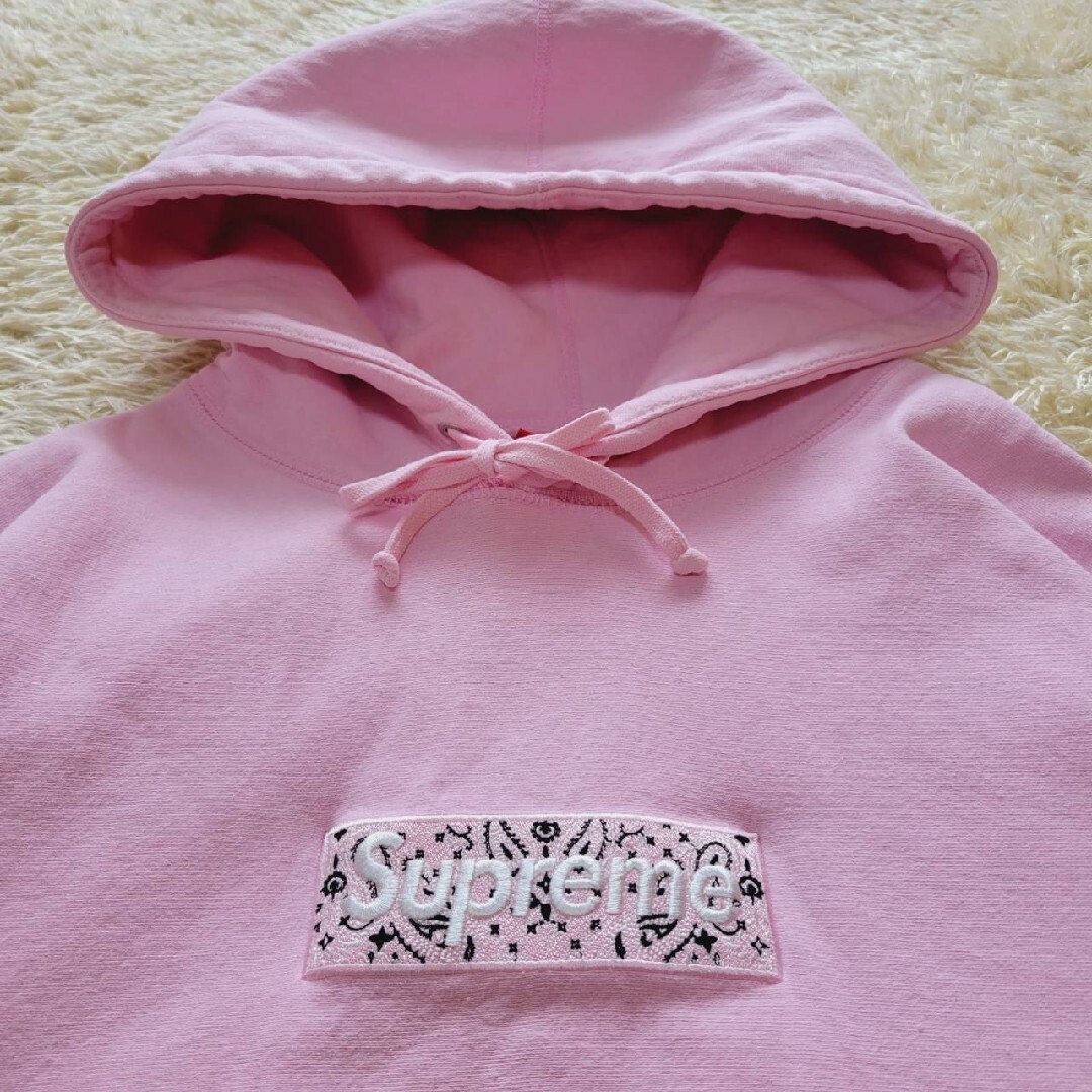 Supreme Bandana Box Logo Hooded ピンク Lサイズ