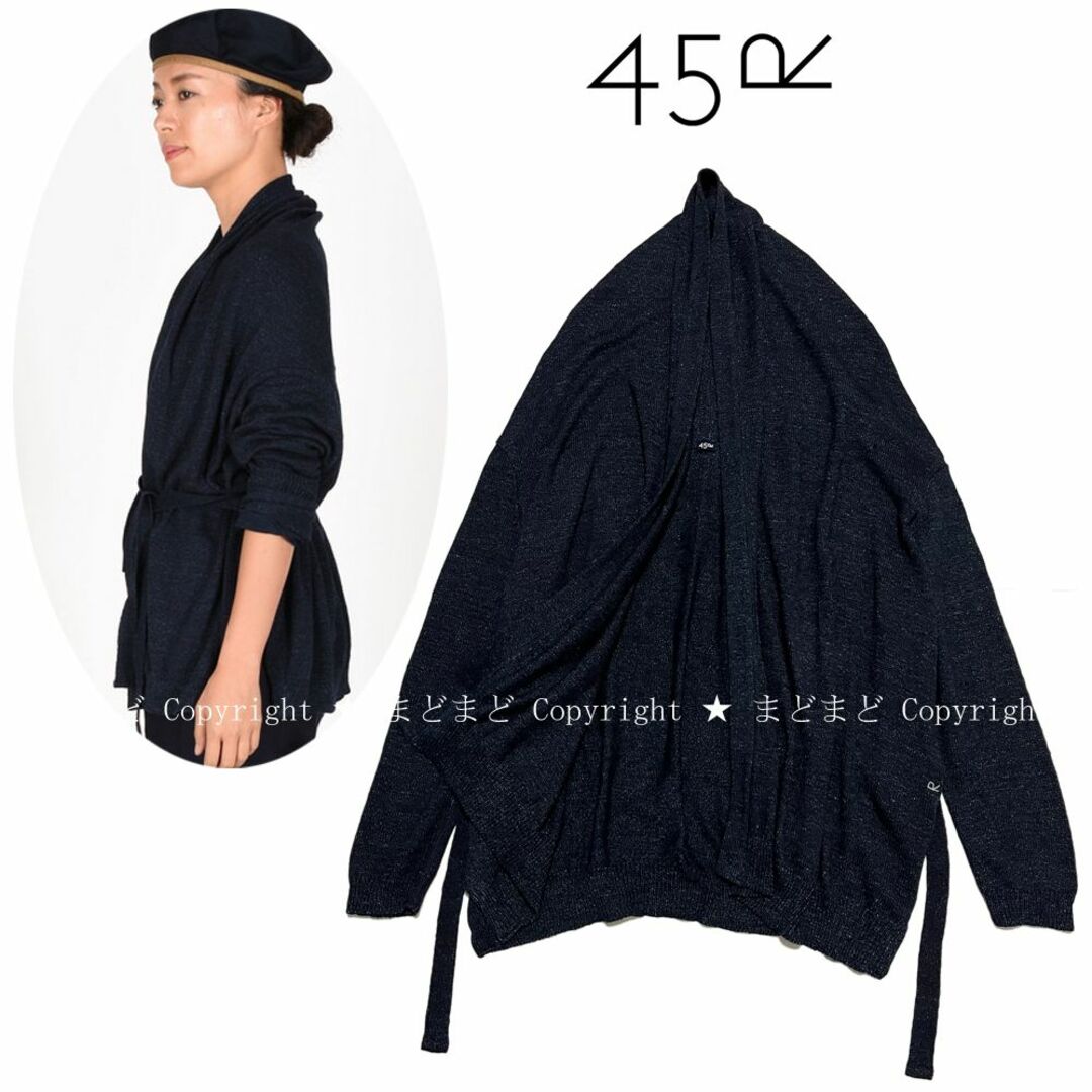 45R - 45R 杢もく超ガーゼカシュクールカーディガン インディゴ 45R - 45R 杢もく超ガーゼカシュクールカーディガン インディゴ