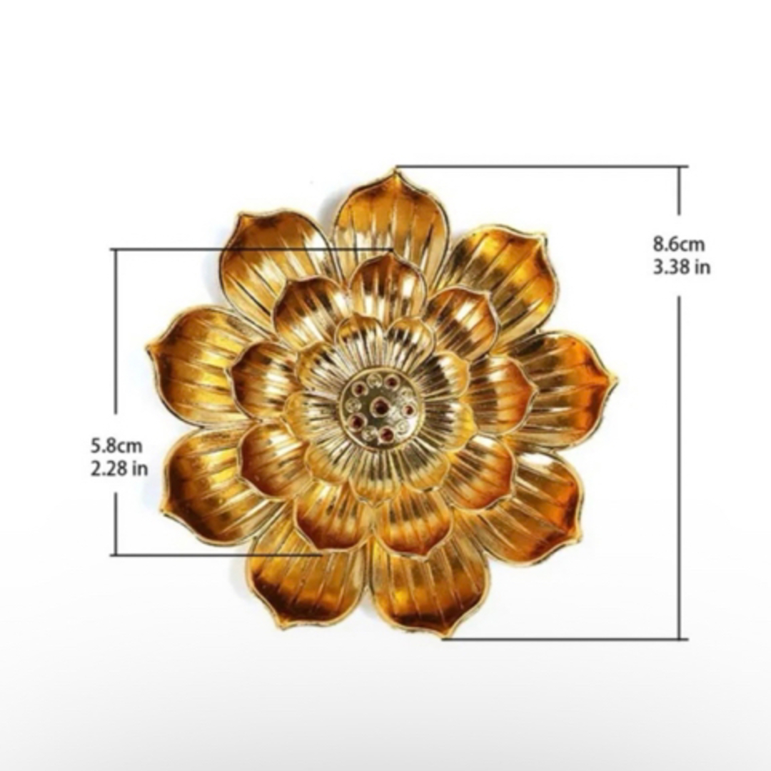 お香 香炉 お香立て インセンスバーナー インテリア オブジェ 花形 ゴールド  コスメ/美容のリラクゼーション(お香/香炉)の商品写真