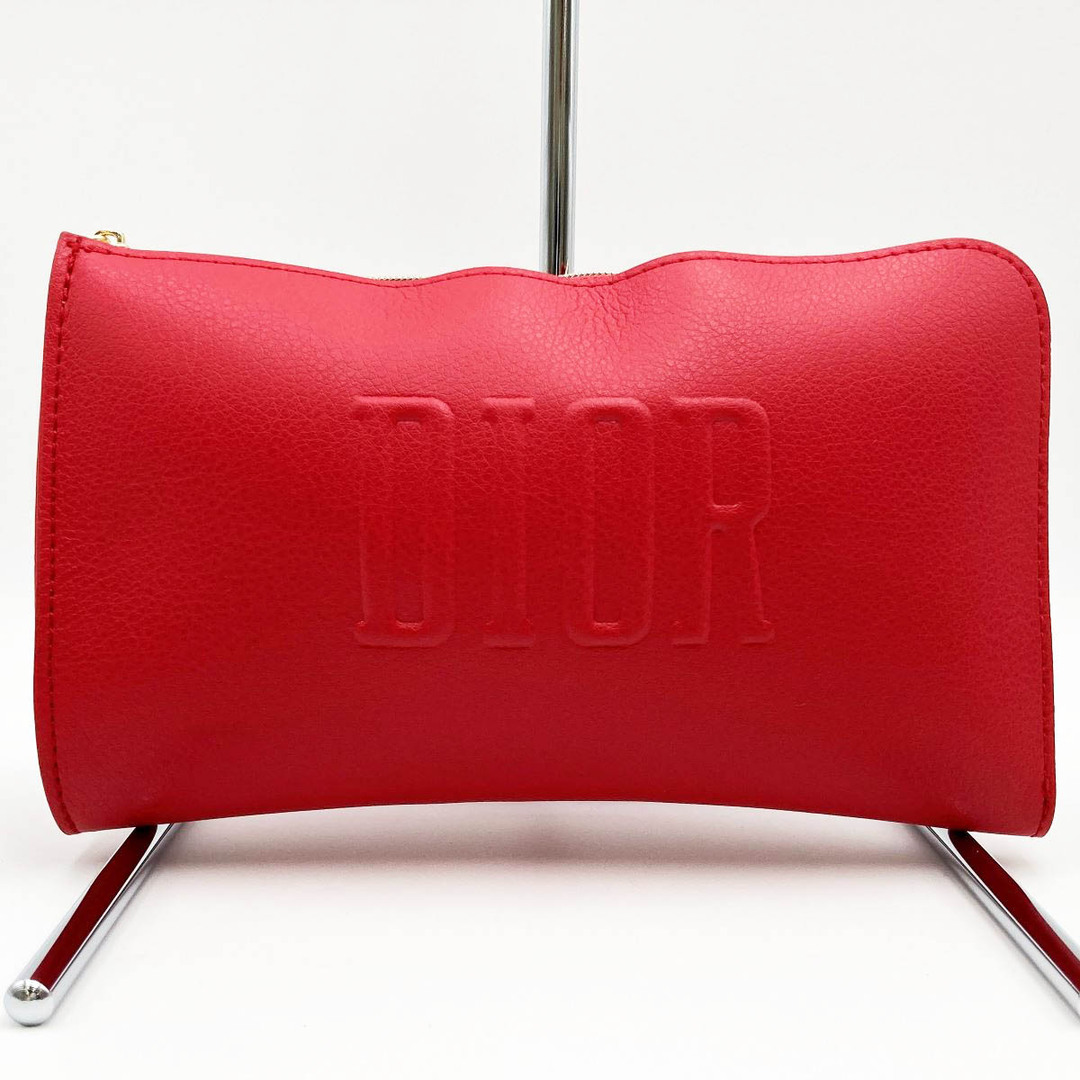 美品 Dior ディオール ノベルティ ポーチ 化粧ポーチ コスメポーチ 小物入れ レッド 赤 レザー レディース C400000759 USED