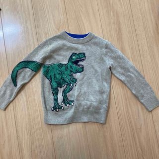 ギャップキッズ(GAP Kids)の【新品未使用】GAP 恐竜ニット グレー 105cm toddler(Tシャツ/カットソー)