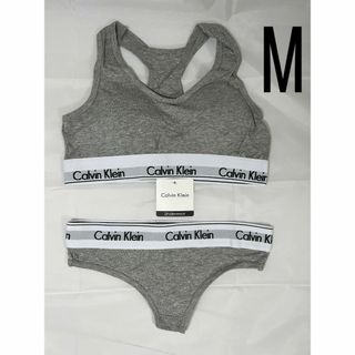 Calvin Klein レディース　ブラ&ショーツ セット グレー Mサイズ(ブラ&ショーツセット)