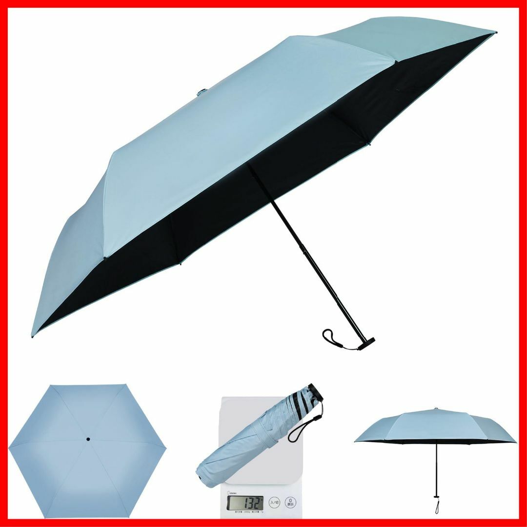 【サイズ:50_色:ブルー】折り畳み日傘 超軽量135g 晴雨兼用 99.9％以