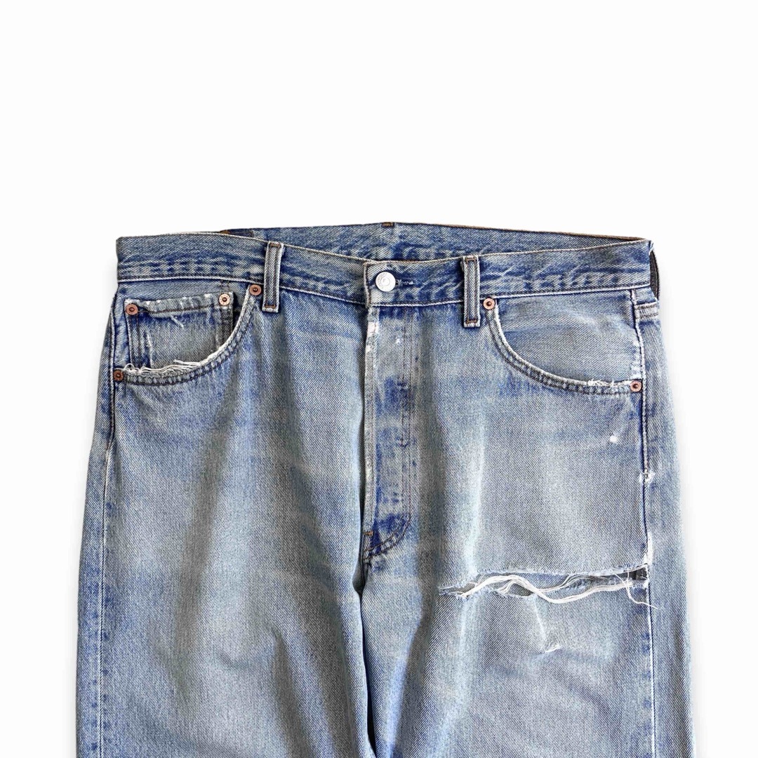90s EURO Levi's 501 ユーロリーバイス ダメージデニムパンツ-