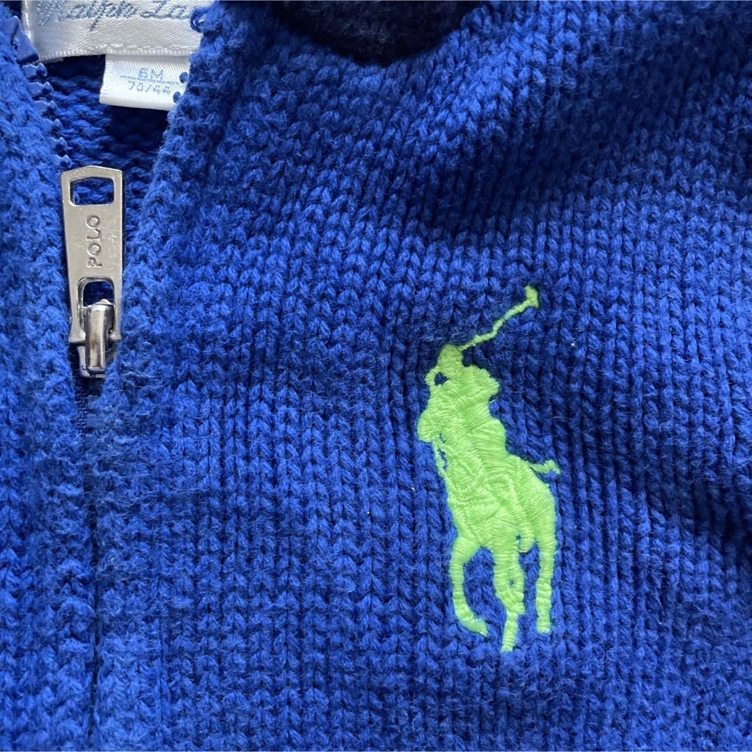 Ralph Lauren(ラルフローレン)のポロ　ラルフローレン　ニット　パーカー　青　70 男の子 キッズ/ベビー/マタニティのベビー服(~85cm)(ニット/セーター)の商品写真