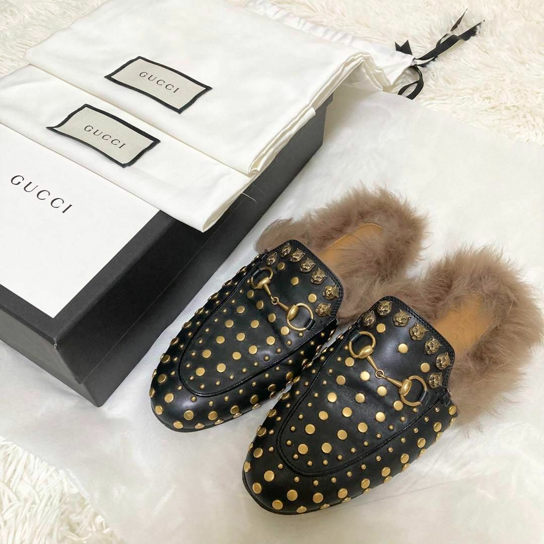 希少 GUCCI プリンスタウン キャット ホースビット ファー 付属品有-