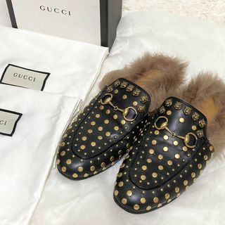 グッチ(Gucci)の希少 GUCCI プリンスタウン キャット ホースビット ファー 付属品有(ローファー/革靴)