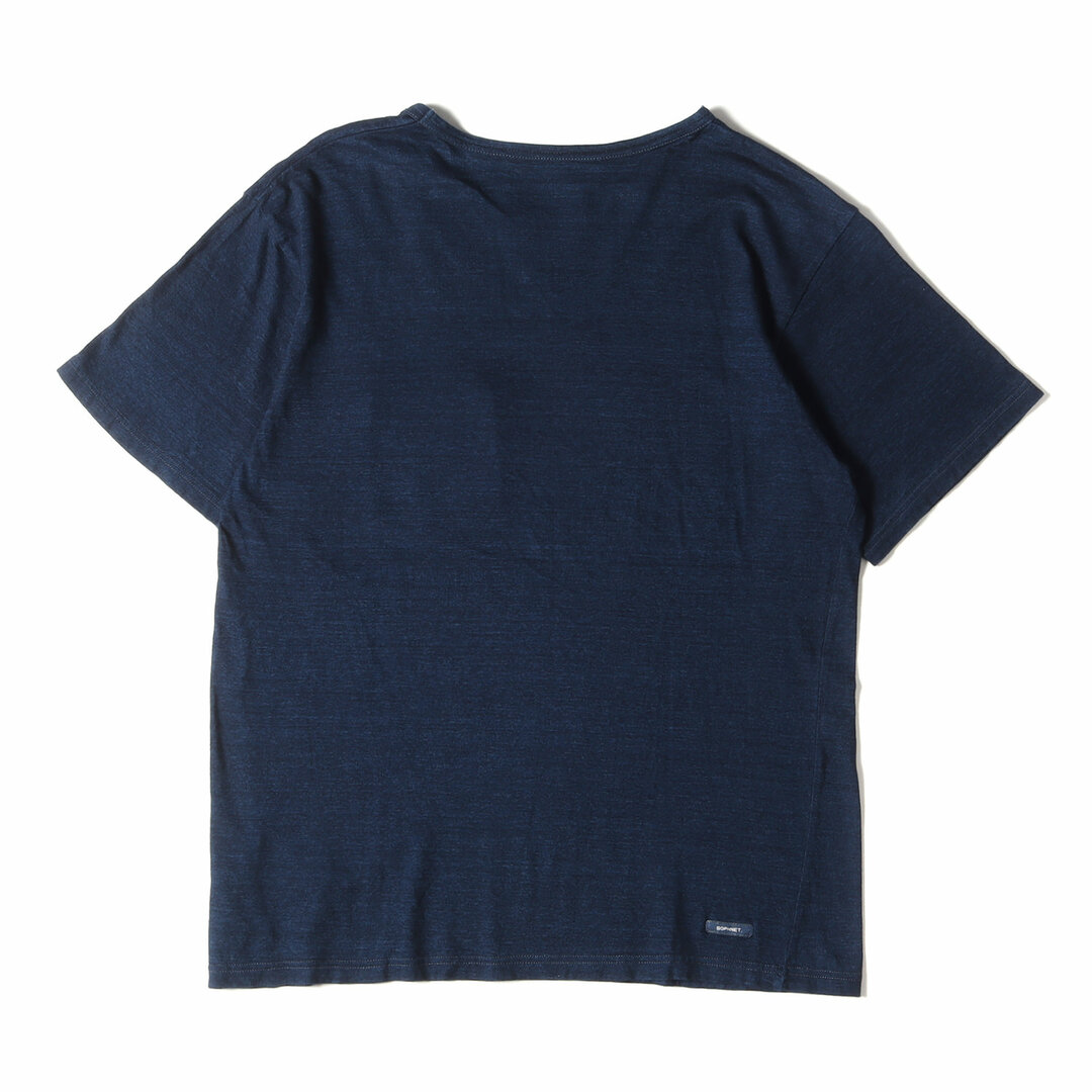 SOPHNET ソフネット Tシャツ サイズ:M インディゴ クルーネック 半袖 迷彩 ポケット TシャツFABRIC MIX INDIGO POCKET TEE インディゴ ブルー ネイビー トップス カットソー 【メンズ】