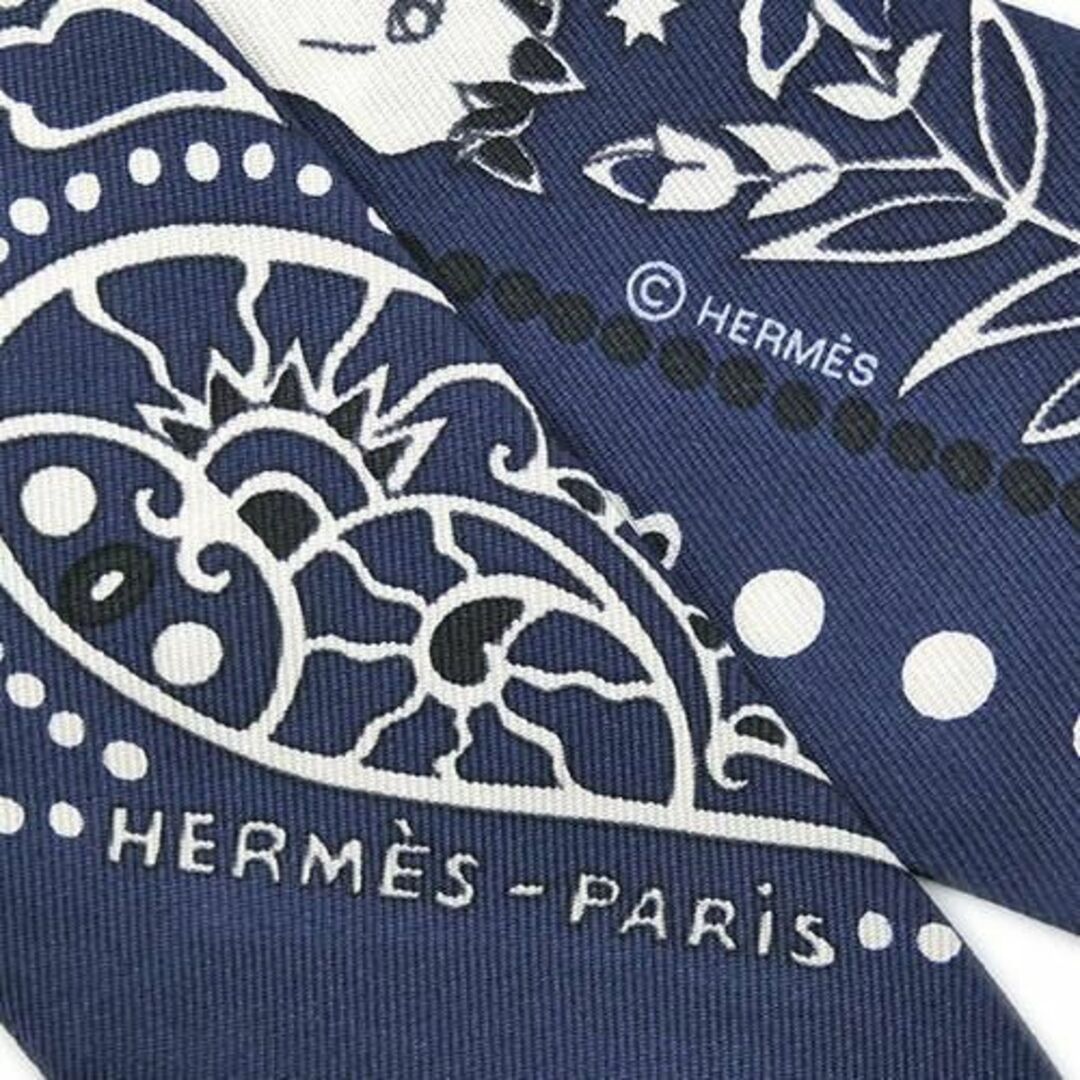 極美品 エルメス スカーフ シルク ツイリー ブラウン JJS02707