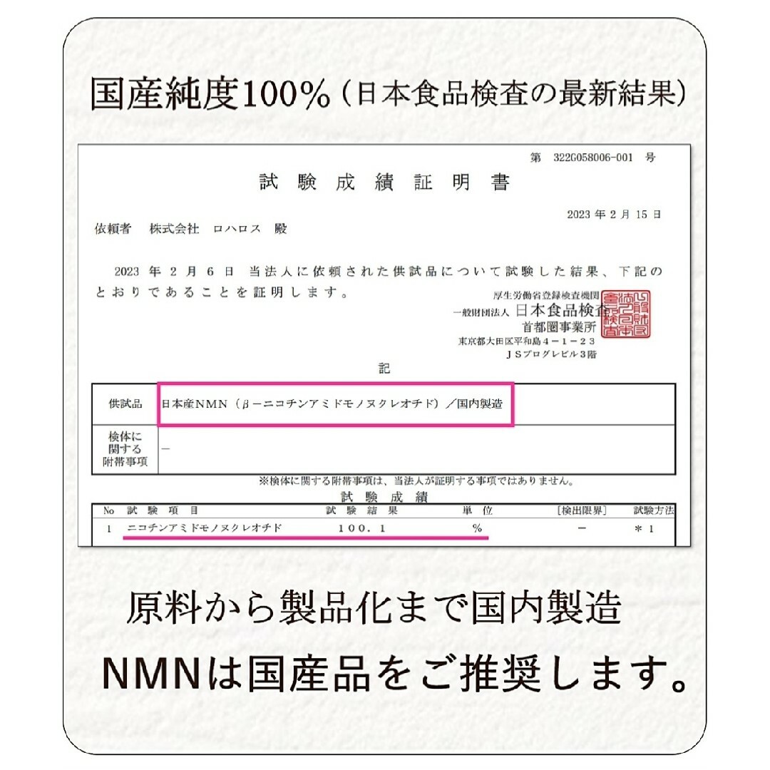 ロハロス NMN サプリ 15000mg（1粒 250mg配合）60粒×3袋