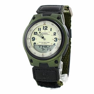 カシオ(CASIO)の国内正規品 CASIO カシオ スタンダード 腕時計 メンズ レディース キッズ 電話番号メモリ ストップウォッチ 軽い 防水 チプカシ マジックテープグリーン AW80V-3BJH(AW-80V-3BJF)(腕時計(アナログ))