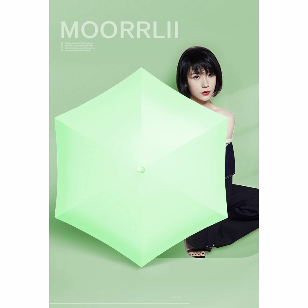 【色:明緑(6折)】Moorrlii 日傘 レディース コンパクト 折りたたみ傘 1