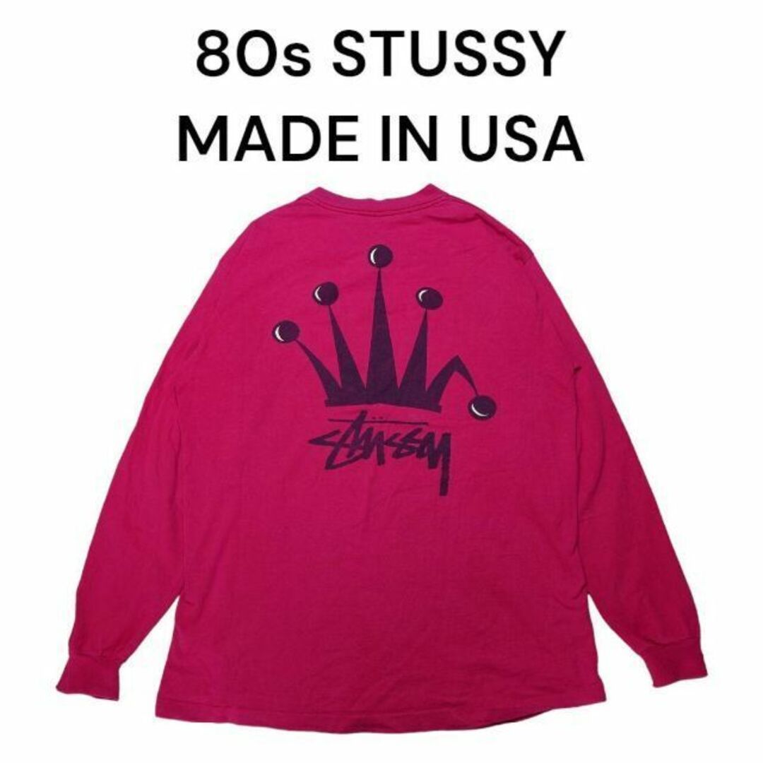 USA製　80s STUSSY　ビッグプリント　ロンT　　ステューシー