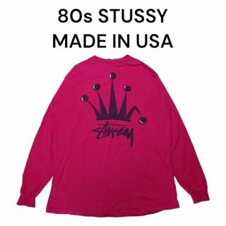 “白タグ” old stussy “S” プリント ロンT USA製 黒AKEstussy