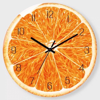 壁掛け時計 壁飾り　オレンジ時計　ガラス掛け時計(掛時計/柱時計)