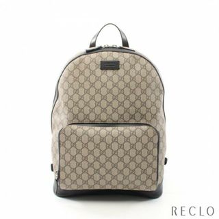 グッチ(Gucci)のGGスプリーム バックパック リュックサック PVC レザー ベージュ ブラック(リュック/バックパック)