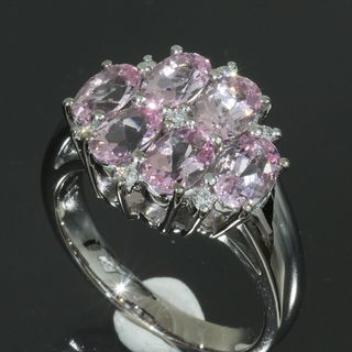 アンブローズ モルガナイト2.48ct リング ダイヤ K18WG E0515(リング(指輪))