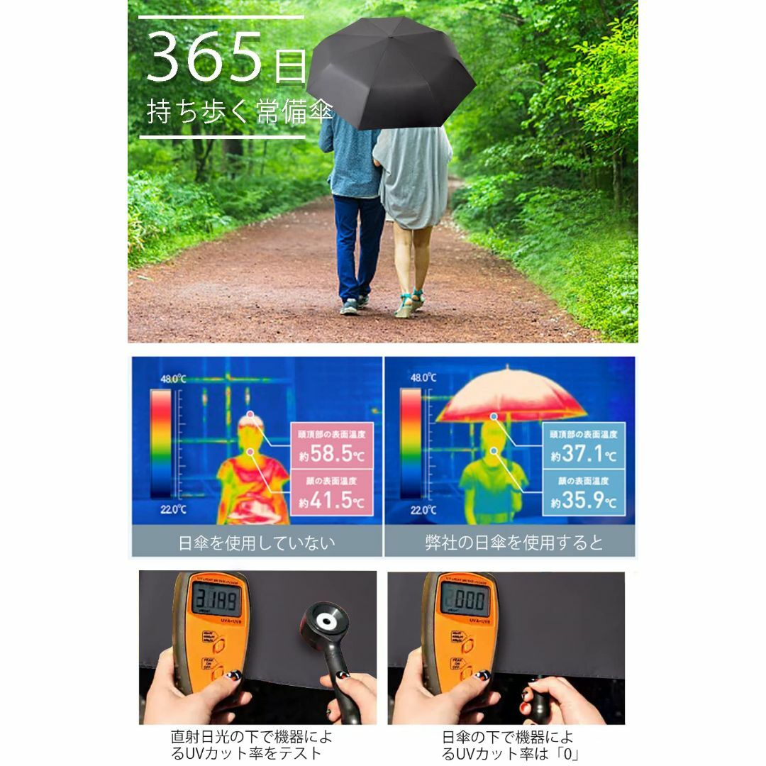 【色:空】折り畳み傘 日傘 uvカット 遮光 遮熱 折りたたみ傘 ワンタッチ自動 4