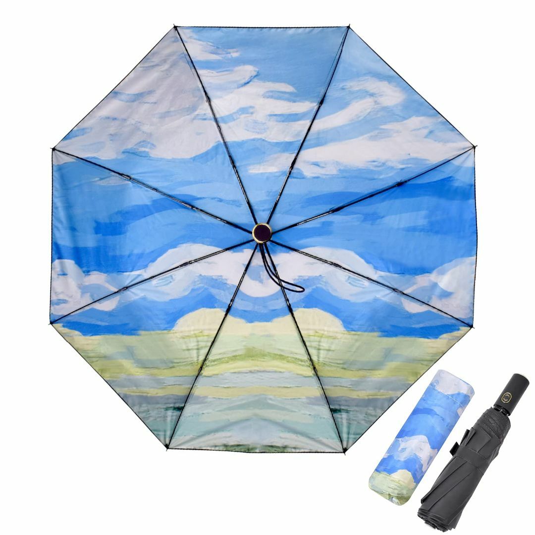 【色:空】折り畳み傘 日傘 uvカット 遮光 遮熱 折りたたみ傘 ワンタッチ自動 6