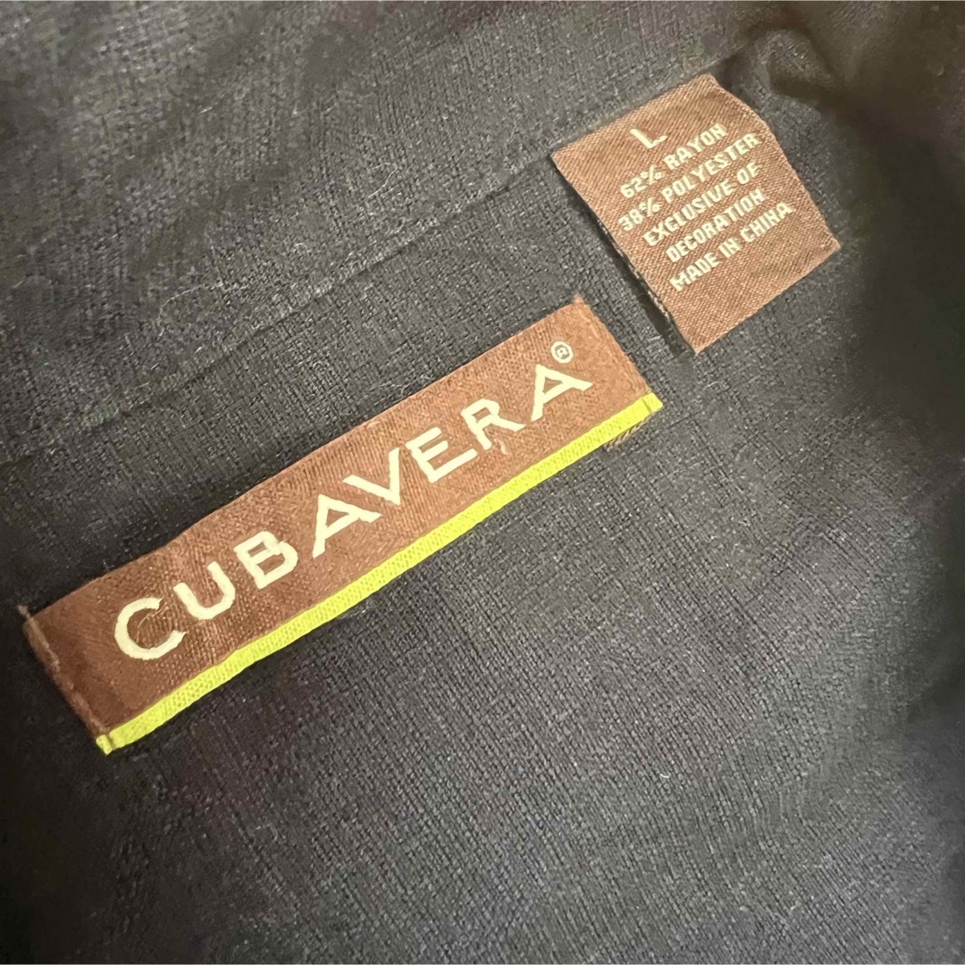 D CUBAVERA キューバシャツ　62%レーヨン　開襟シャツ　ライン