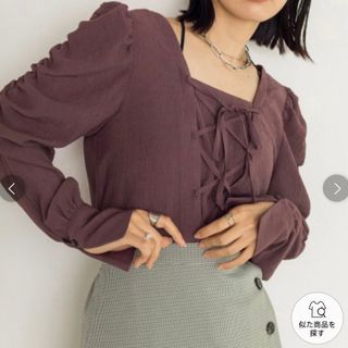 ダブルクローゼット(w closet)のwcloset 袖山ギャザーレースアップ長袖プルオーバー(シャツ/ブラウス(長袖/七分))