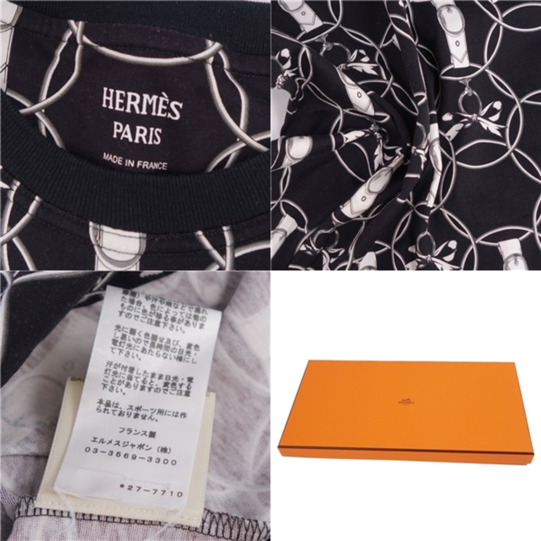 Hermes(エルメス)の極美品 エルメス HERMES Tシャツ 22AW カットソー Promenade du Matin トップス レディース フランス製 36(S相当) ブラック/ホワイト レディースのトップス(Tシャツ(半袖/袖なし))の商品写真