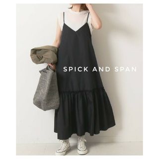 スピックアンドスパン(Spick & Span)のSpick and Span ナイロンタスランティアードキャミワンピース 黒(ロングワンピース/マキシワンピース)