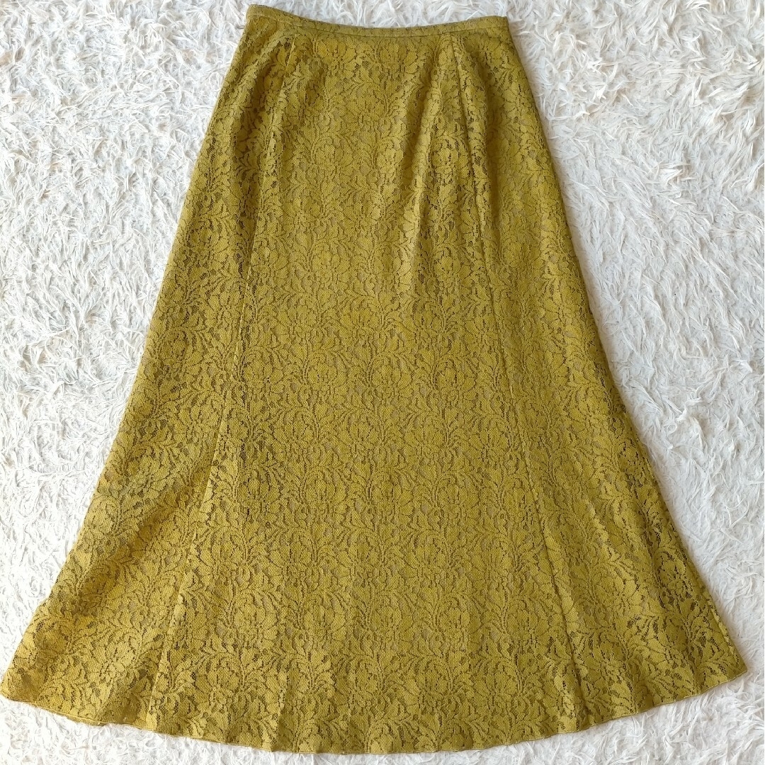 IENA(イエナ)の【IENA】フラワーレーススカート 36 イエロー フレアー ロング丈 レディースのスカート(ロングスカート)の商品写真