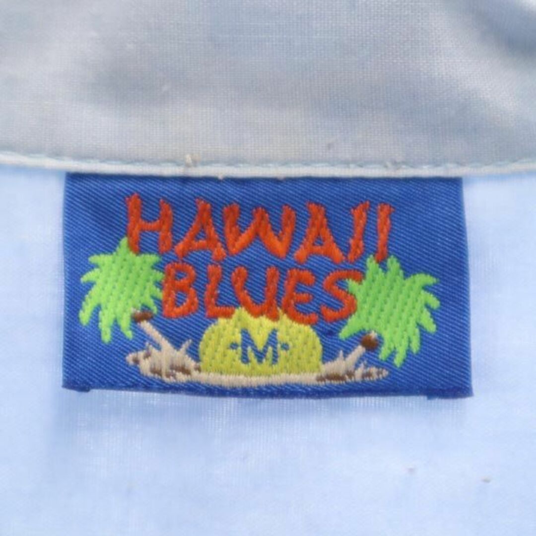 HAWAII BLUES 80s ヴィンテージ USA製 アロハシャツ M ブルー系  オープンカラー 開襟 メンズ   【230901】 メール便可 7