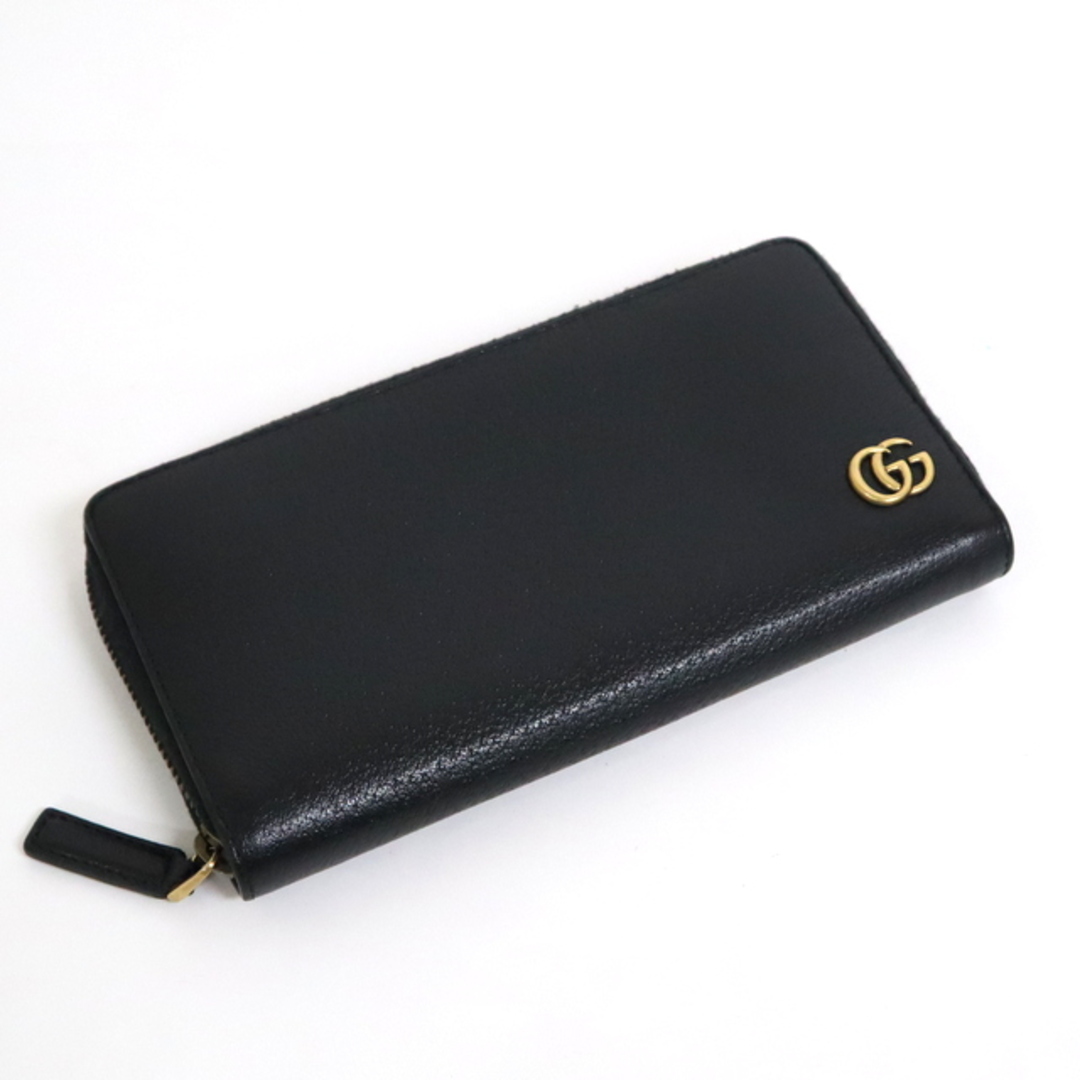 GUCCI】グッチ GGマーモント ラウンドファスナー長財布 ブラック
