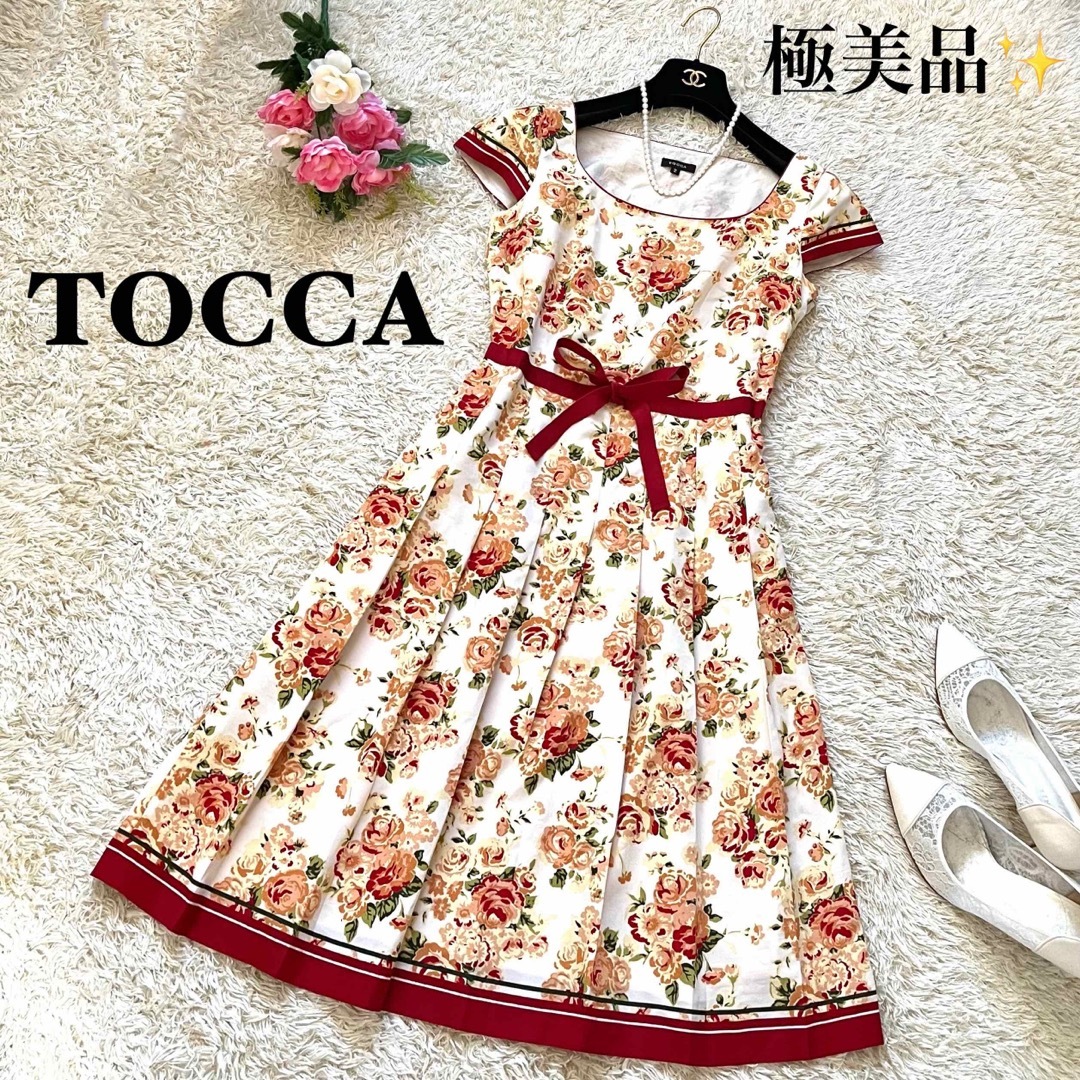 TOCCA - 【極美品】トッカ 花柄プリントリボンワンピース フレア ...