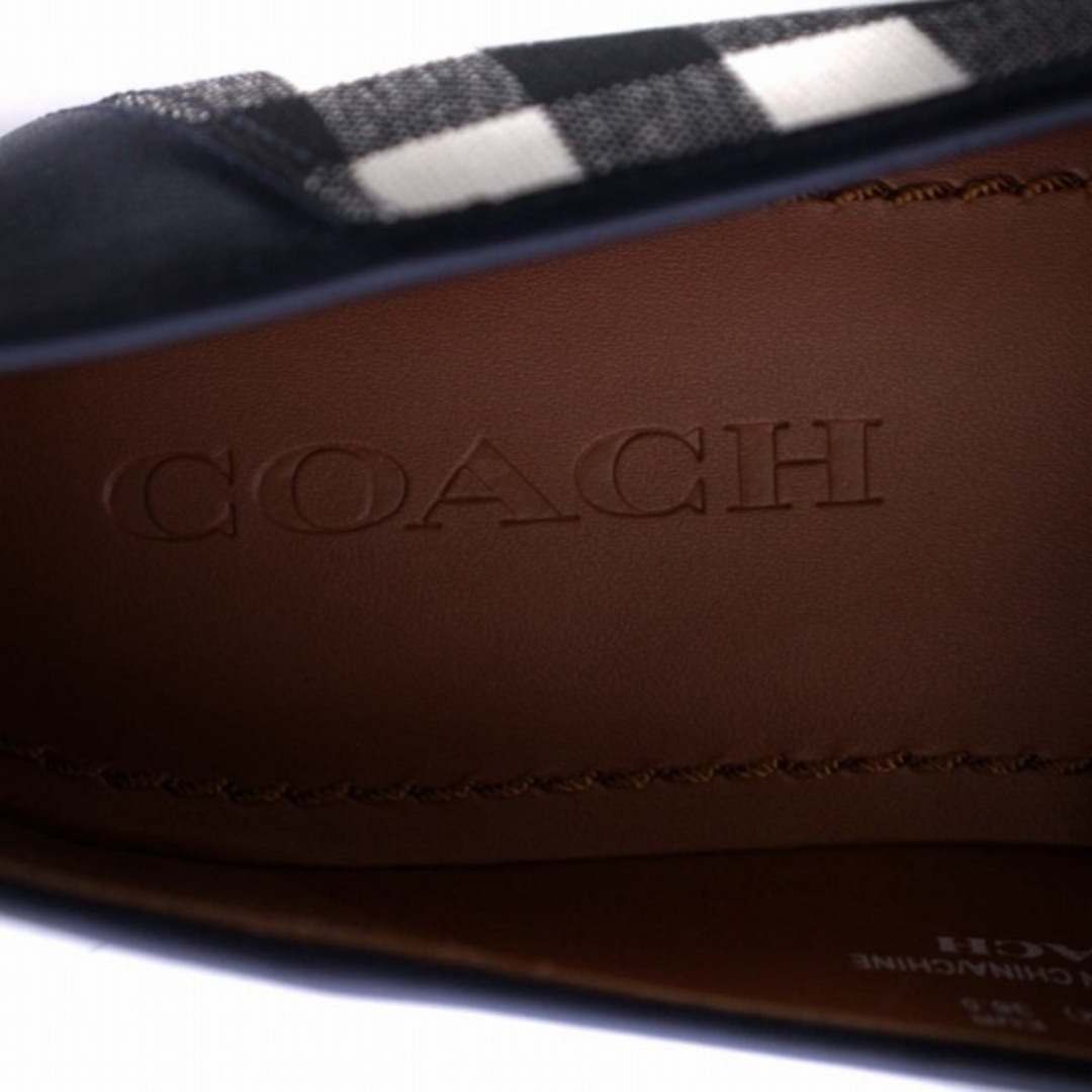 COACH(コーチ)のコーチ COACH コインローファー スリッポン チェック柄 23cm 黒 白 レディースの靴/シューズ(ローファー/革靴)の商品写真