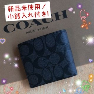 新品　未使用　coach コーチ　折財布　ブラック　レッド　赤色　黒色　メンズ