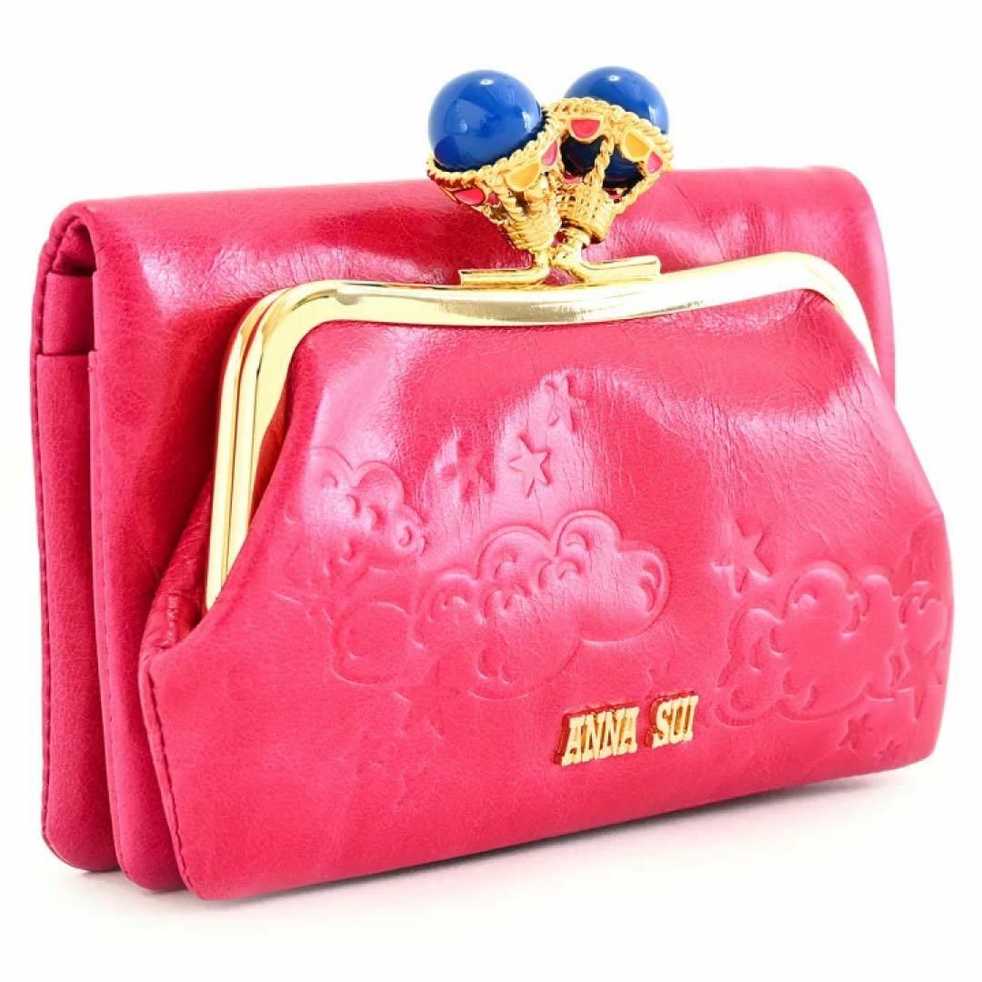 ANNA SUI アナスイ バルーン 外がま口二つ折り財布 ピンク 折り財布