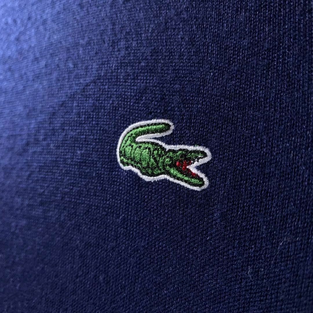 LACOSTE メリノウール タートルネック ニット ネイビー 文字ワニ刺繍
