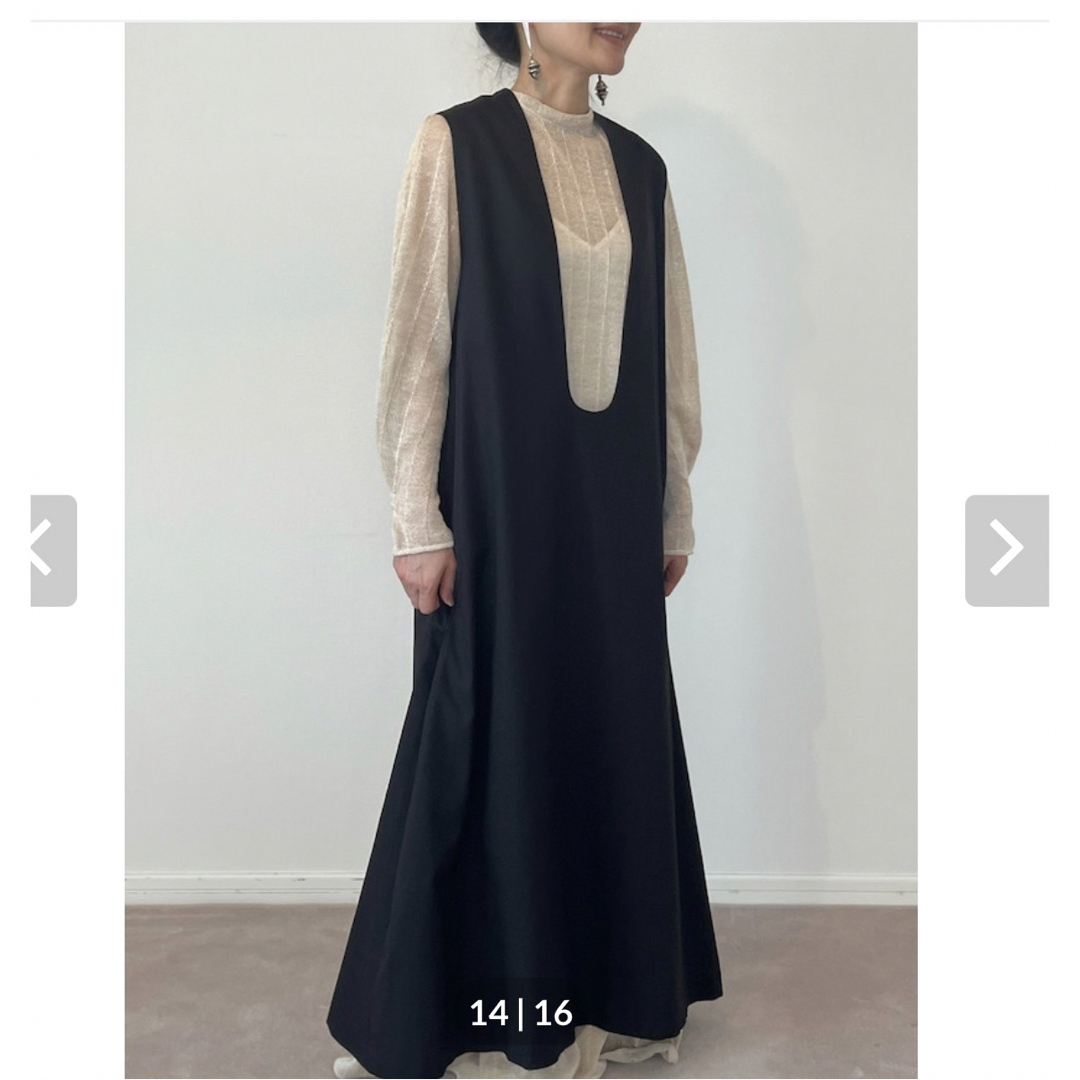 ANNIK アニックDeep u dress twill black - ロングワンピース/マキシ