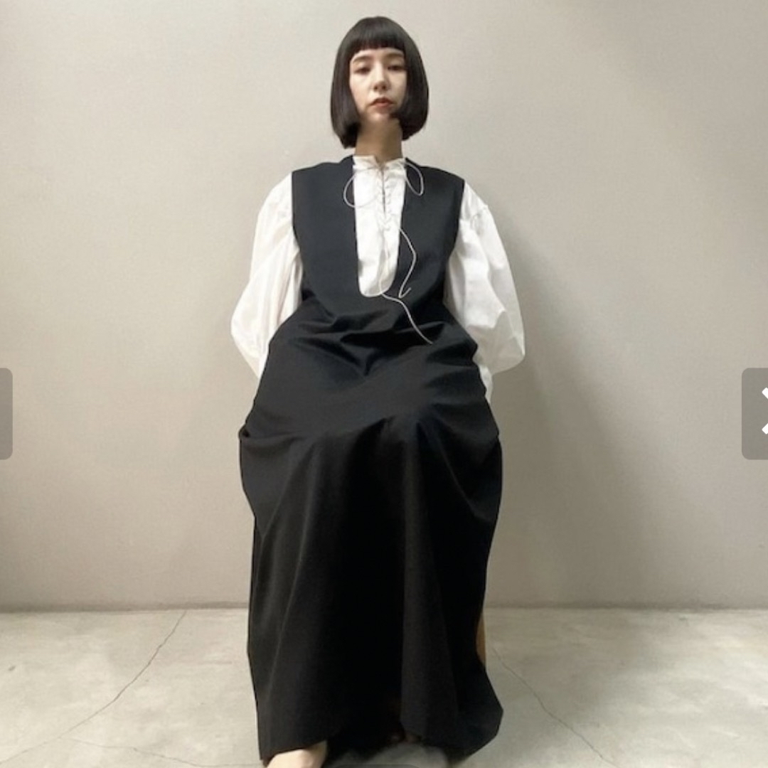ANNIK アニックDeep u dress twill black - ロングワンピース/マキシ