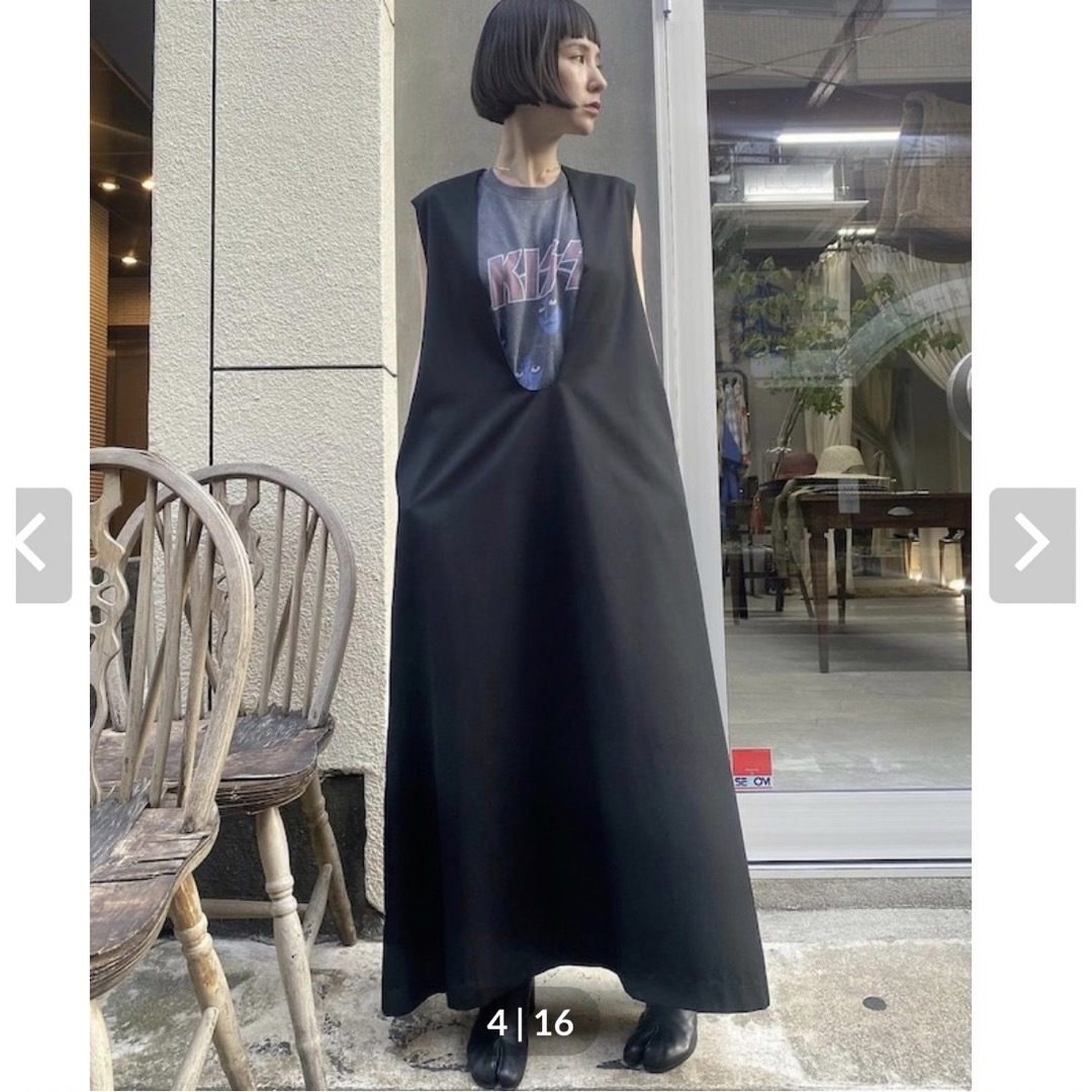 ANNIK アニックDeep u dress twill black レディースのワンピース(ロングワンピース/マキシワンピース)の商品写真