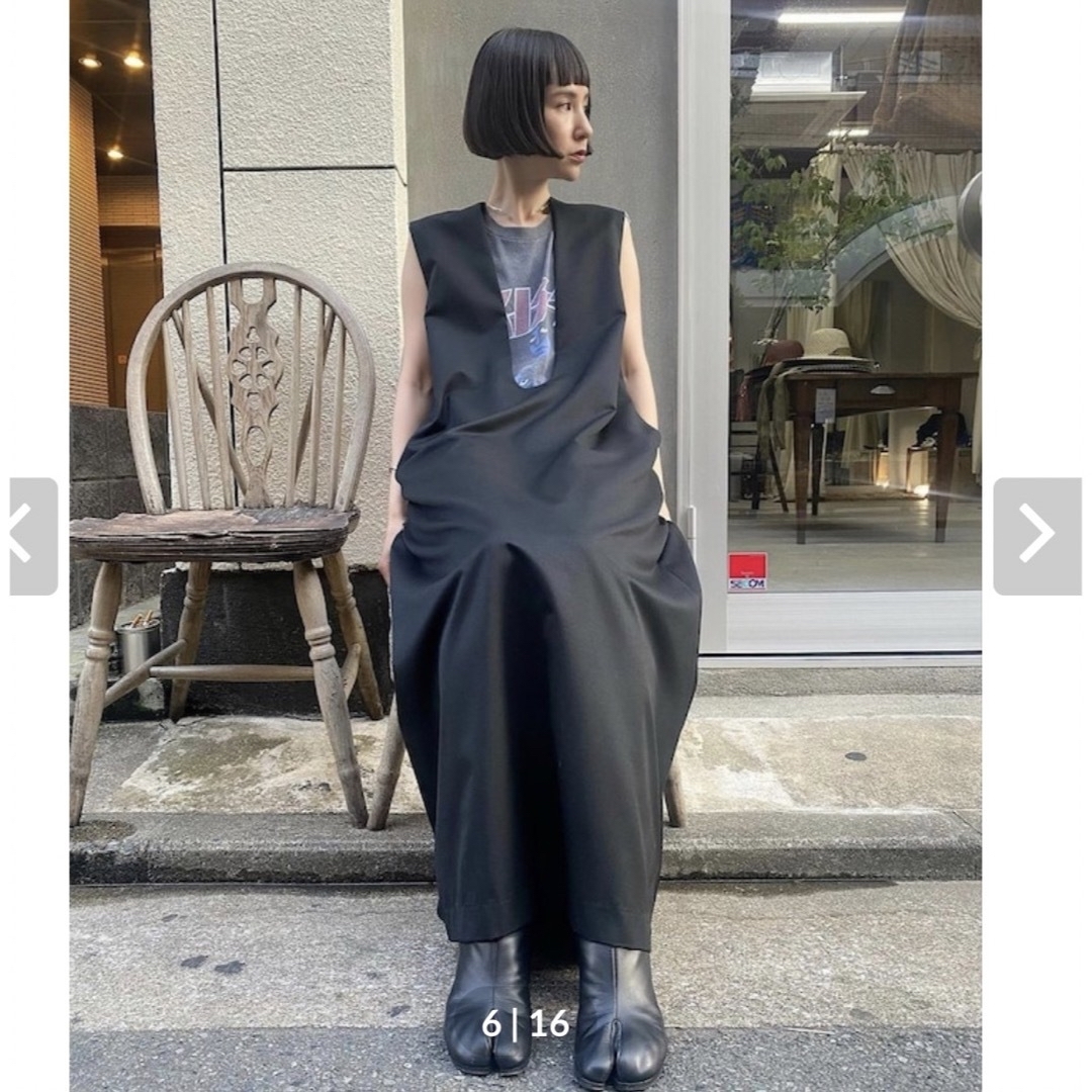ANNIK アニックDeep u dress twill black - ロングワンピース/マキシ