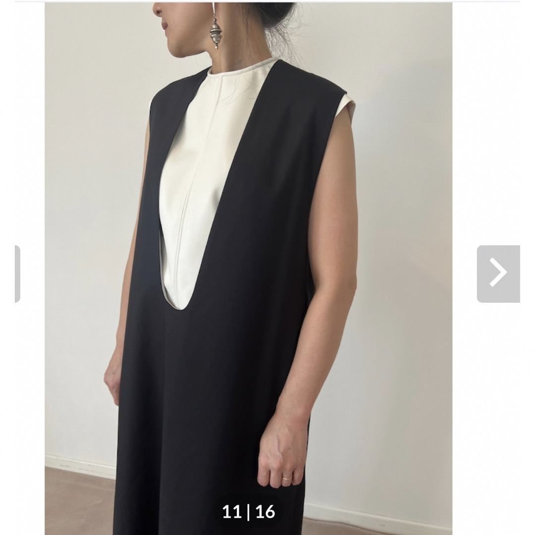 ANNIK アニックDeep u dress twill black - ロングワンピース/マキシ