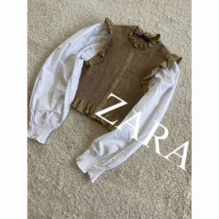 ザラ(ZARA)の美品　ZARA ザラ　シャツ　ブラウス　トップス　ベージュ　人気　完売(シャツ/ブラウス(長袖/七分))