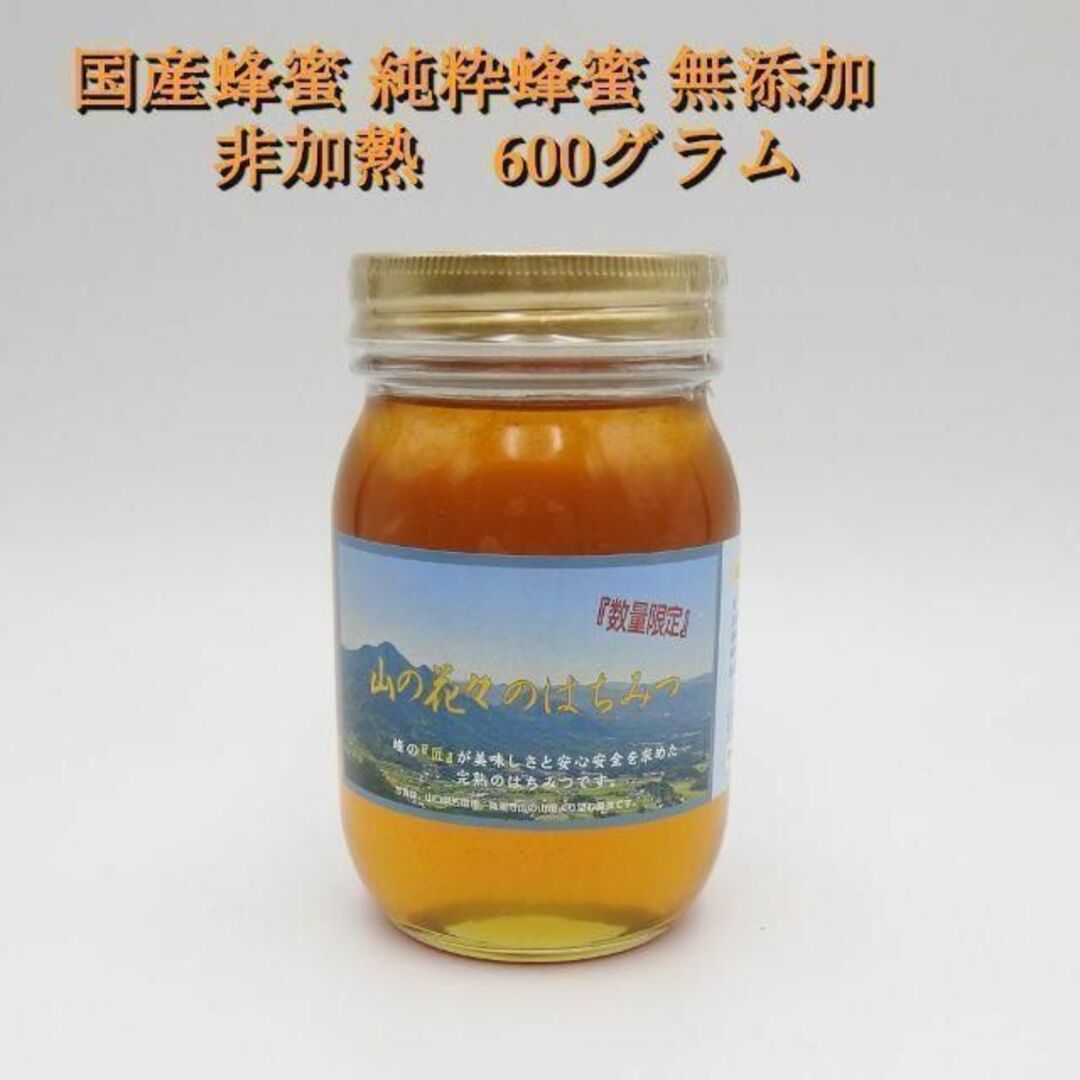 直売販売品 国産 純粋 無添加 非加熱 生蜂蜜 山の花々のはちみつ 600g