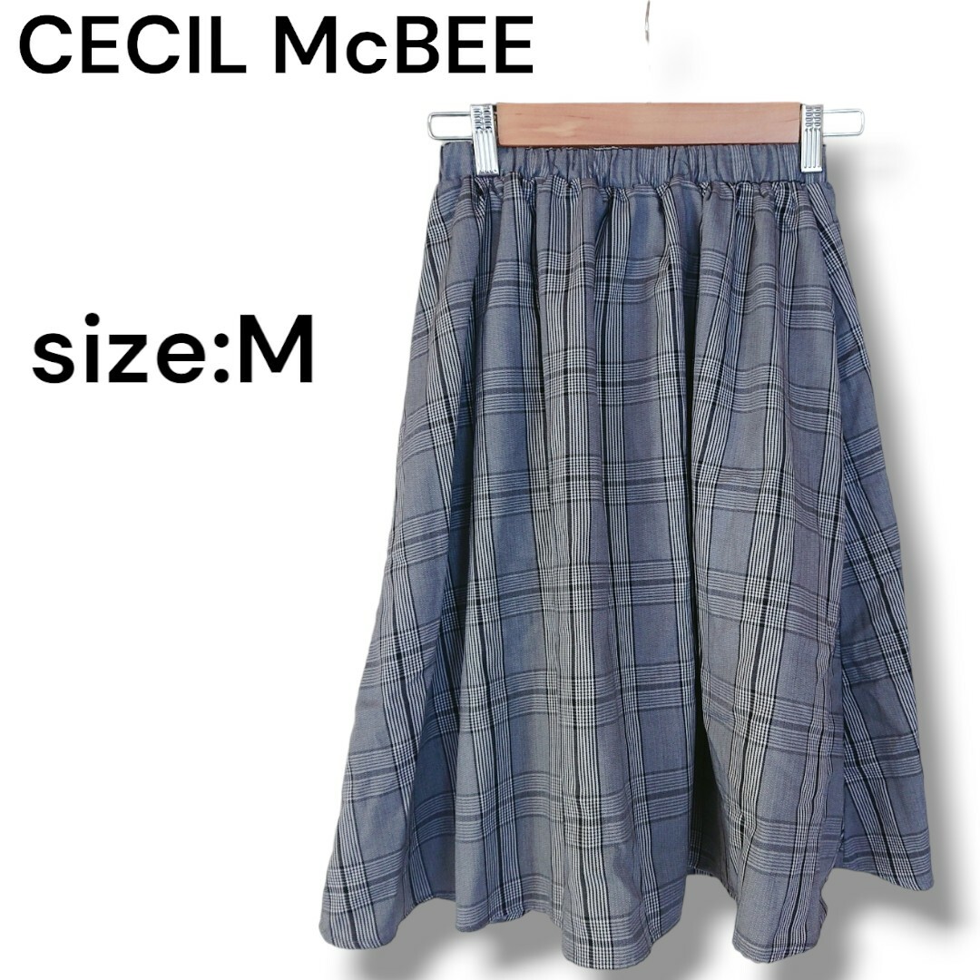 CECIL McBEE(セシルマクビー)の◆:/CECIL McBEE*グレンチェック柄*フレアスカート*膝丈スカート レディースのスカート(ひざ丈スカート)の商品写真