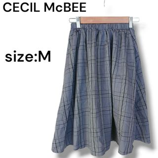 セシルマクビー(CECIL McBEE)の◆:/CECIL McBEE*グレンチェック柄*フレアスカート*膝丈スカート(ひざ丈スカート)